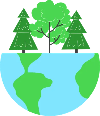 Une forêt qui pousse sur la moitié de la planète Terre  Illustration