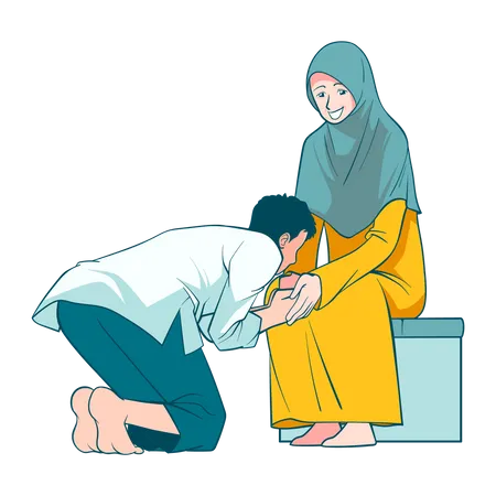 Forgiveness tradition during Eid  Illustration