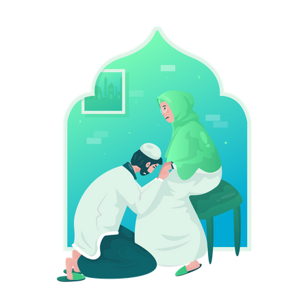 Forgiveness tradition during Eid  Illustration