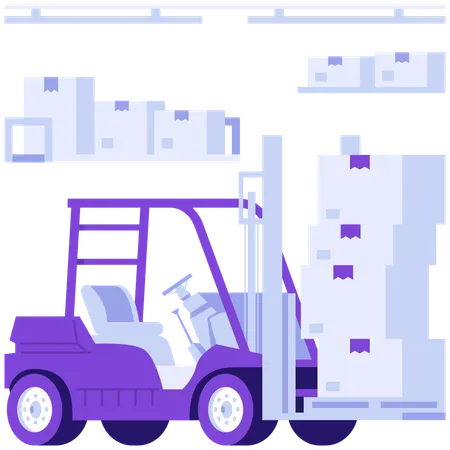 宅配ボックスを運ぶフォークリフト  イラスト