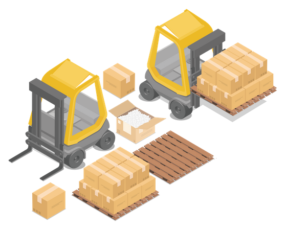 Forklift lifting boxes  Illustration