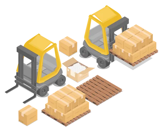 Forklift lifting boxes  Illustration