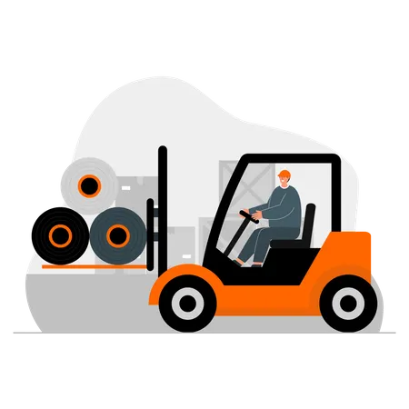 Forklift lifting weight Illustration