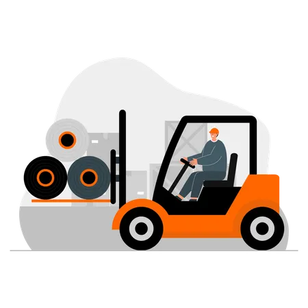 Forklift lifting weight  Illustration