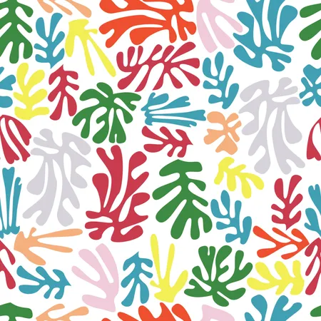 Matisse Inspiro Formas De Patrones Sin Fisuras Diseno Colorido Ilustracion Vectorial Ilustración