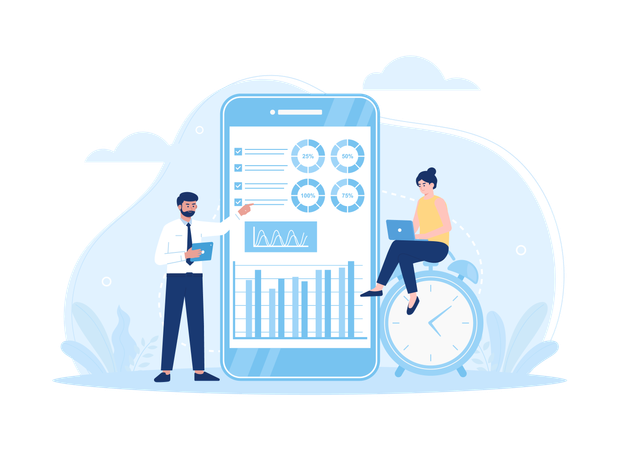 Formation commerciale avec grand écran  Illustration