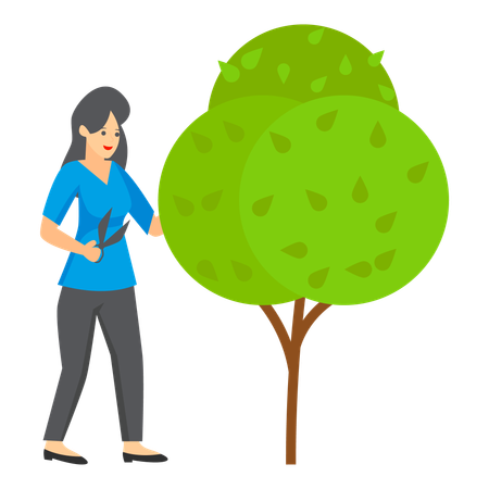 Formschnittpflege in erfahrenen Gärtnerhänden  Illustration
