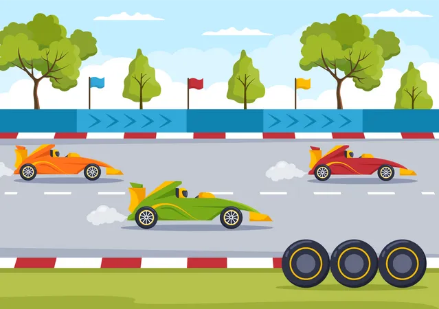 Formula car race  Illustration