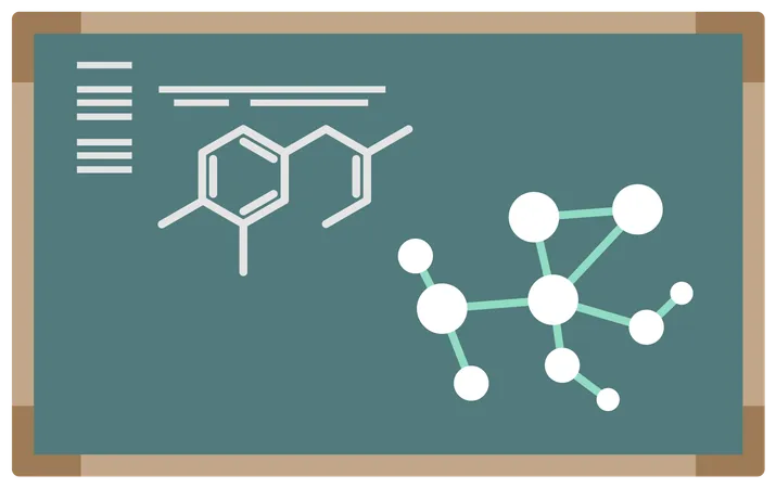 Fórmula molecular com quadro negro de elementos químicos  Ilustração