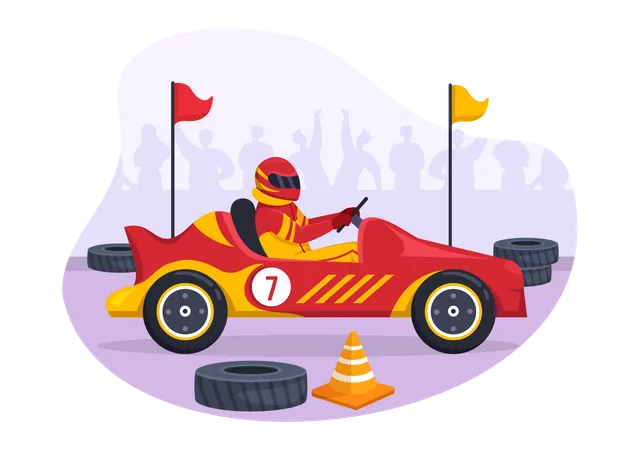 Formula racing car at competition  Illustration