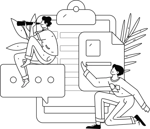 El cliente firma el formulario de encuesta  Ilustración