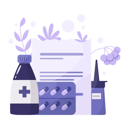 Formulário de medicamentos e prescrição  Ilustração