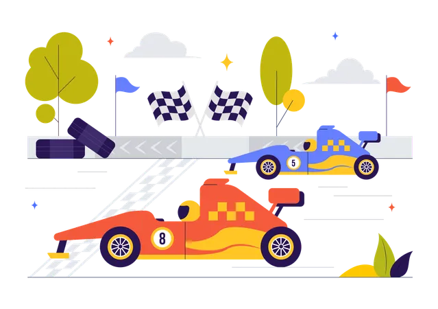 Voiture de sport de course de formule  Illustration