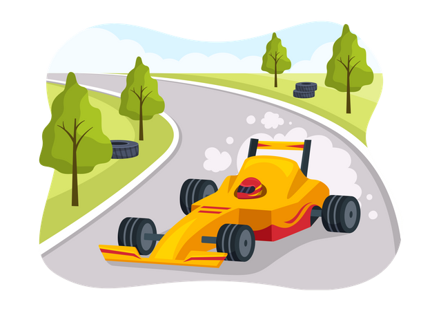 Voiture de course de formule sur piste de course  Illustration