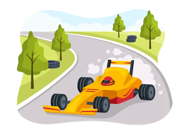 Voiture de course de formule sur piste de course  Illustration