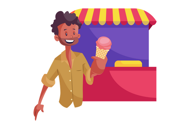 Vendedor de sorvete indiano  Ilustração