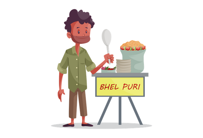 Fornecedor indiano de bhel puri  Ilustração