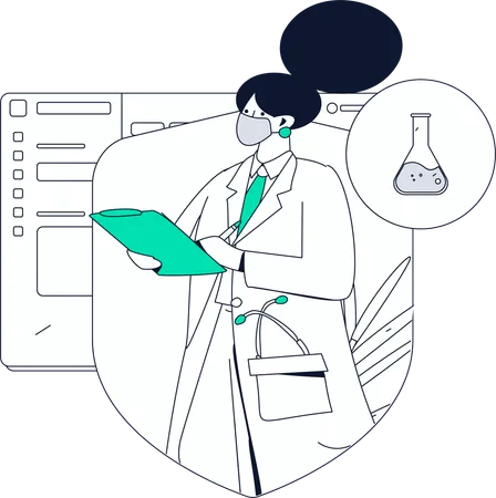 Forscher führt Laboranalyse durch  일러스트레이션