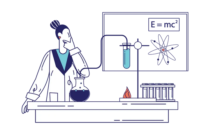 Forscherin führt Tests mit Flaschen durch  Illustration