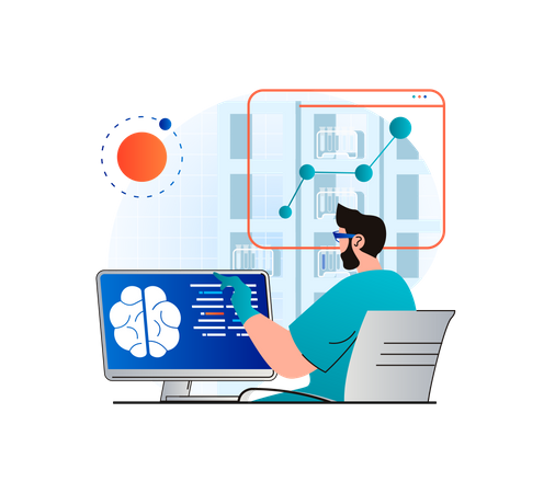 Forschung an Atomen  Illustration