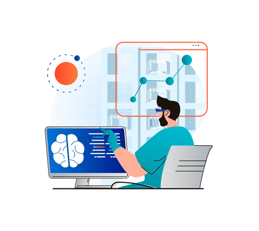 Forschung an Atomen  Illustration