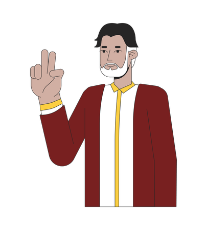 Forties mid age man peace sign hand  Illustration
