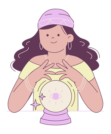 Fortune Teller with Crystal Ball  Illustration