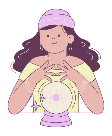 Fortune Teller with Crystal Ball  Illustration