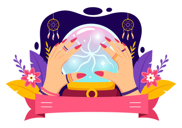 Fortune Teller with magic ball  Illustration