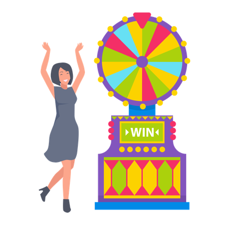 Fortune Wheel and Winner Lady  イラスト