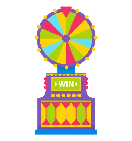 Spinning Fortune Wheel With Pointer Vector Isolated Game Machine For Gambling And Winning Money Addiction Of Gaming On Finance Win And Lose In Casino Flat Cartoon イラスト
