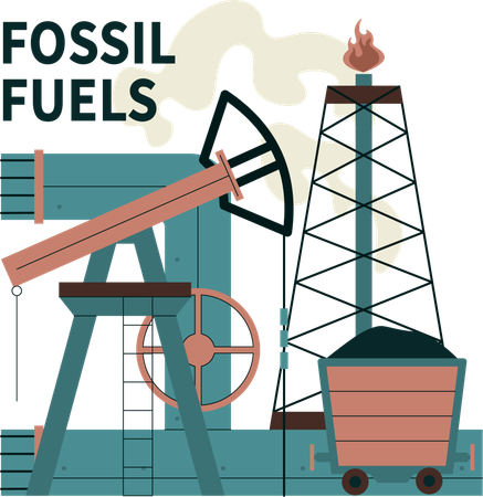 Fossil fuel mining is not advisable  イラスト