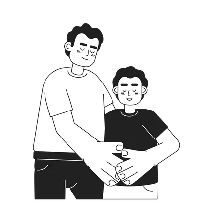 Foster parent embracing preteen boy  Illustration