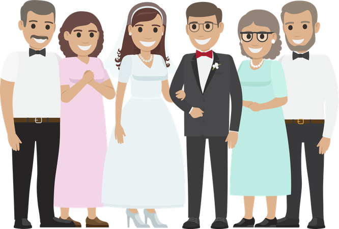 Foto de família do casamento  Ilustração