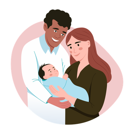 Foto de família com bebê  Ilustração