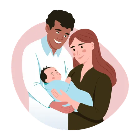 Foto de família com bebê  Ilustração