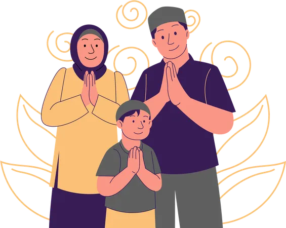 Foto de família durante o Eid  Ilustração