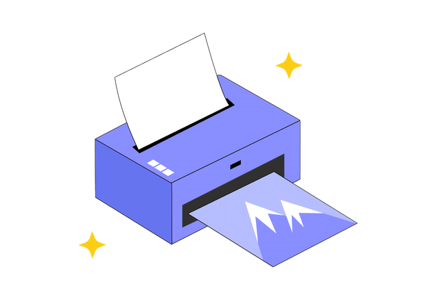 Fotodrucker zum Drucken von Bergbildern  Illustration