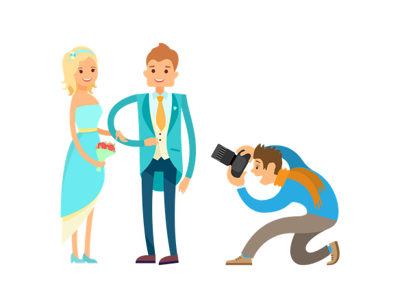 Fotograf beim Fotografieren bei der Verlobungszeremonie  Illustration