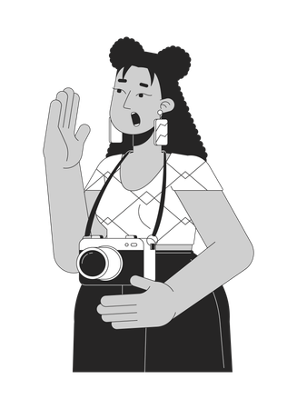 Fotógrafa latina con curvas turista  Ilustración