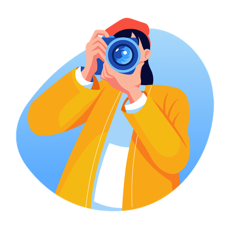 Fotografin klickt auf Foto  Illustration
