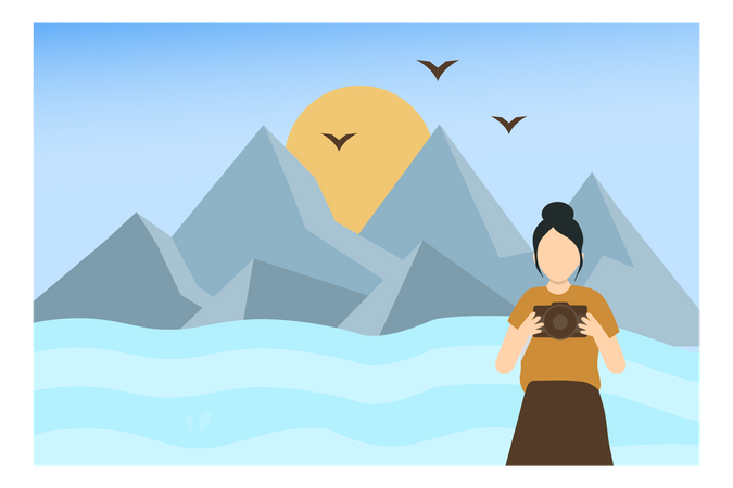 Fotografin macht malerische Aufnahmen  Illustration