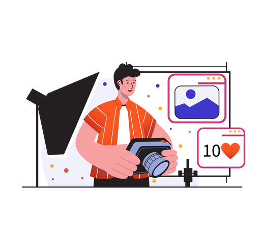 Fotógrafo clicando na foto  Illustration
