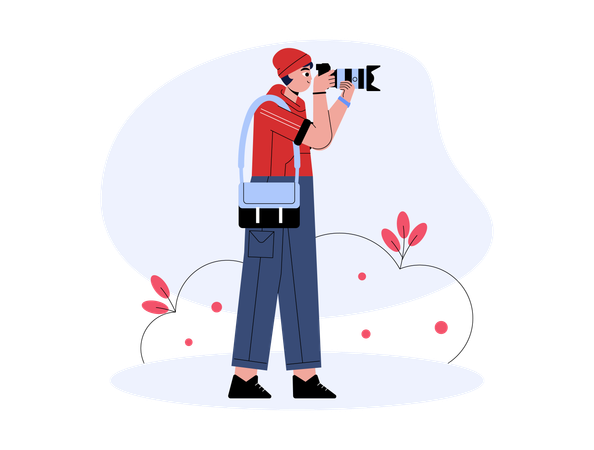 Fotógrafo masculino clicando na foto  Illustration
