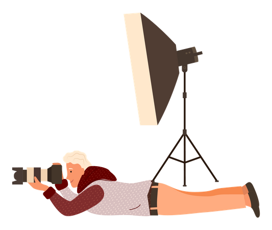 Fotógrafo profesional haciendo fotografía.  Ilustración