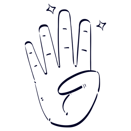 Four Finger Hand Gesture  Illustration