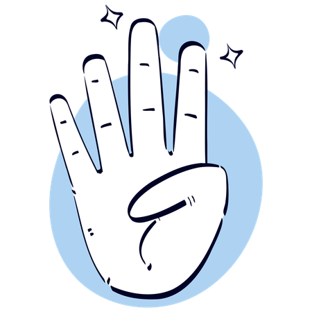Four Finger Hand Gesture  Illustration