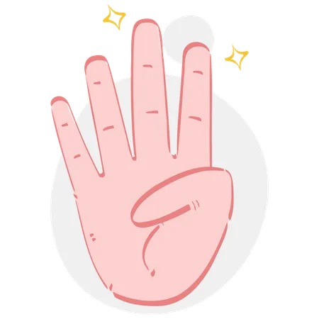 Four Finger Hand Gesture  일러스트레이션