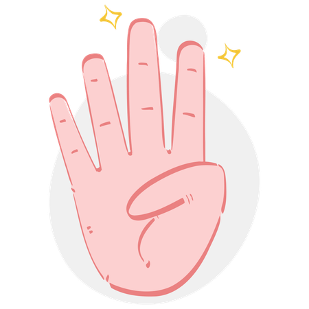 Four Finger Hand Gesture  Illustration