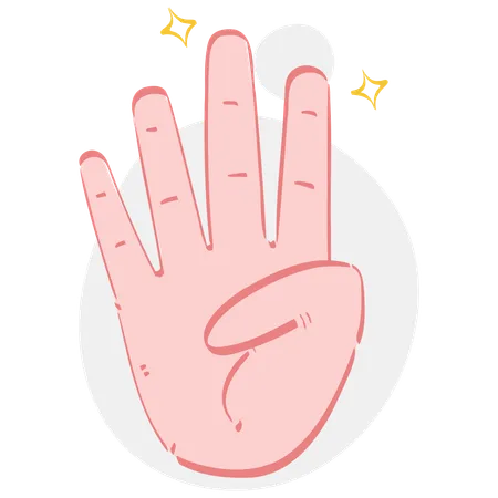 Four Finger Hand Gesture  Illustration